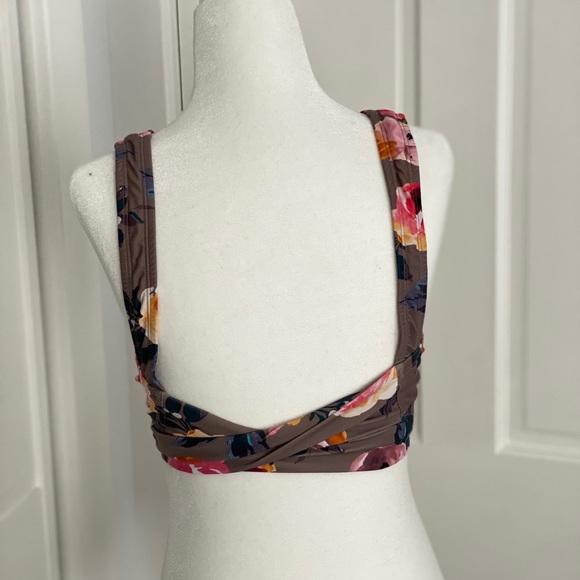 Shade & Shore Olive Floral Wrap Swim Top Small - Picture 4 of 4